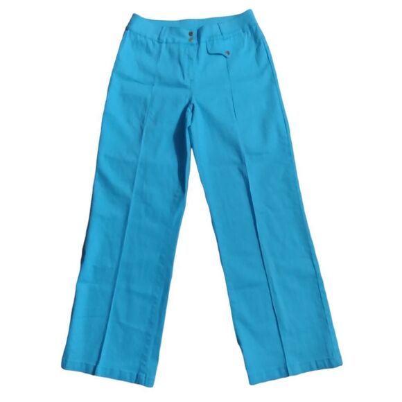 DG2 Diane Gilman Turquoise Hi-rise Wide Leg Pants - Picture 2 of 11